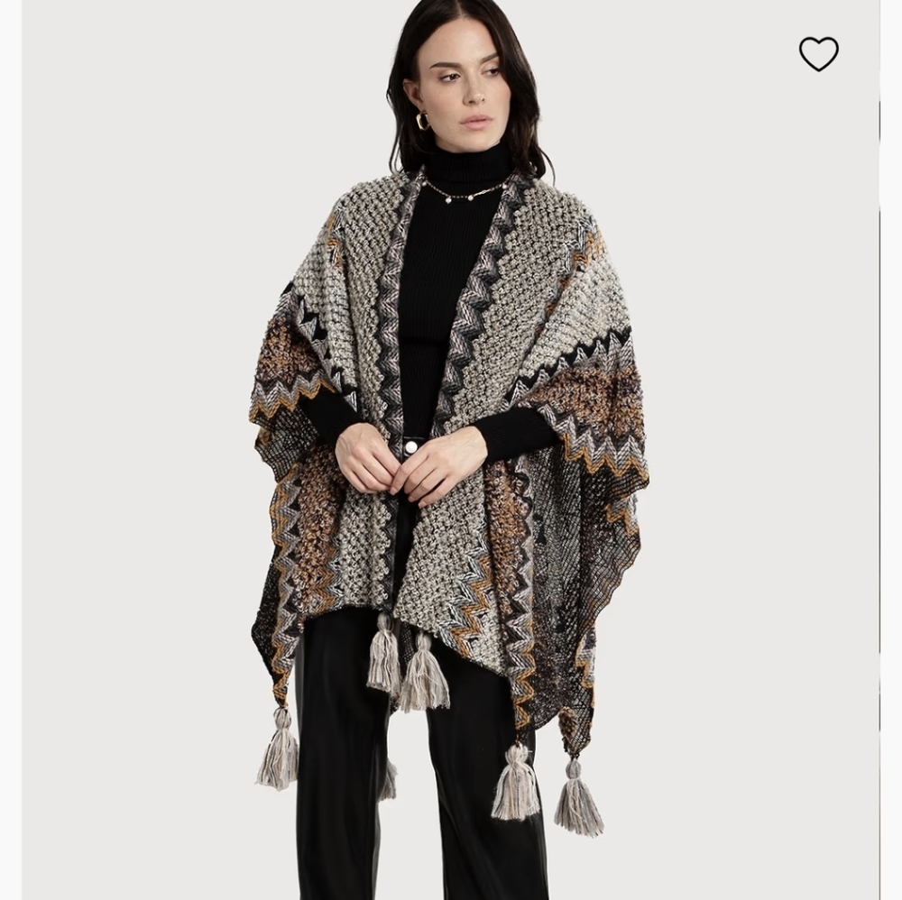 Saachi Fringed Knit Kimono Wrap One Size
